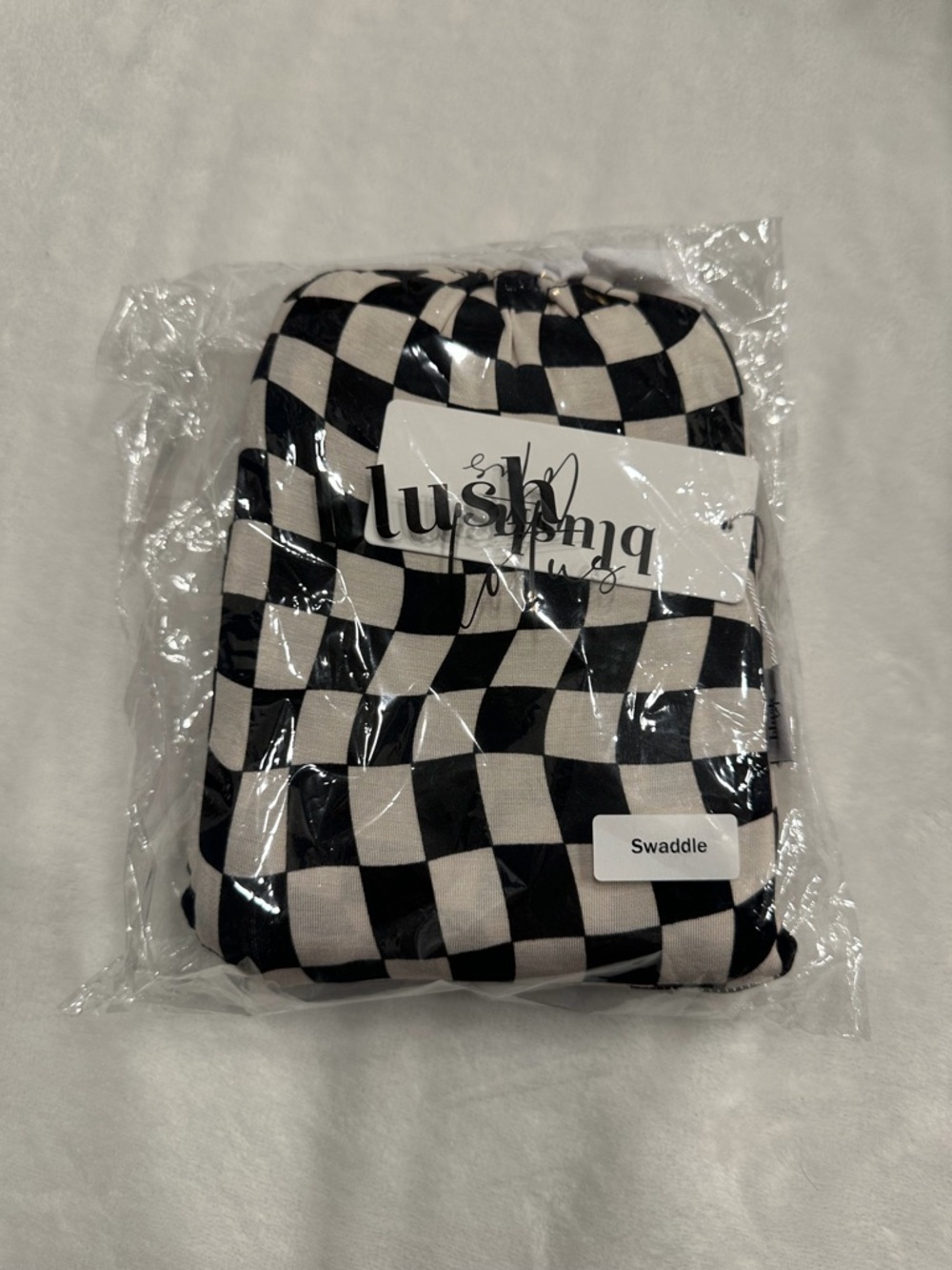 Blush Lotus Black & White Check Swaddle/Lightweight Blanket